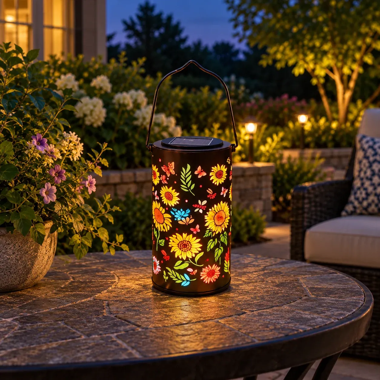 Henrietta Floral Lantern - Colorful sunflower - use photograph