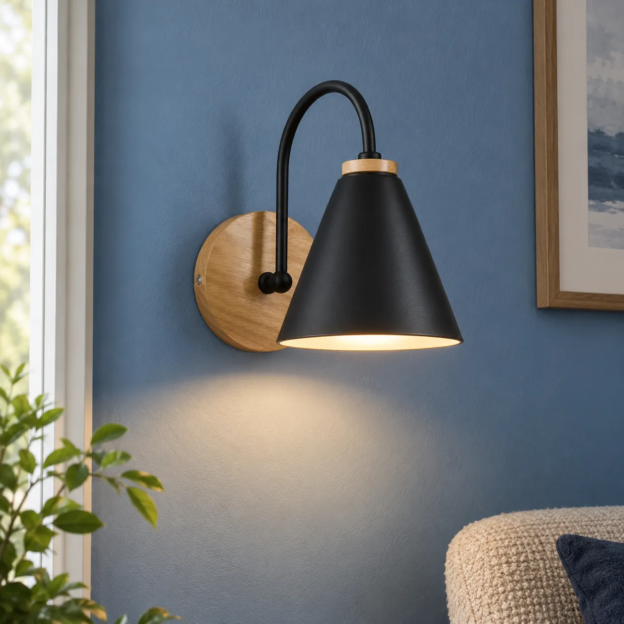 Victor Curved Wall Light; Black; lead view