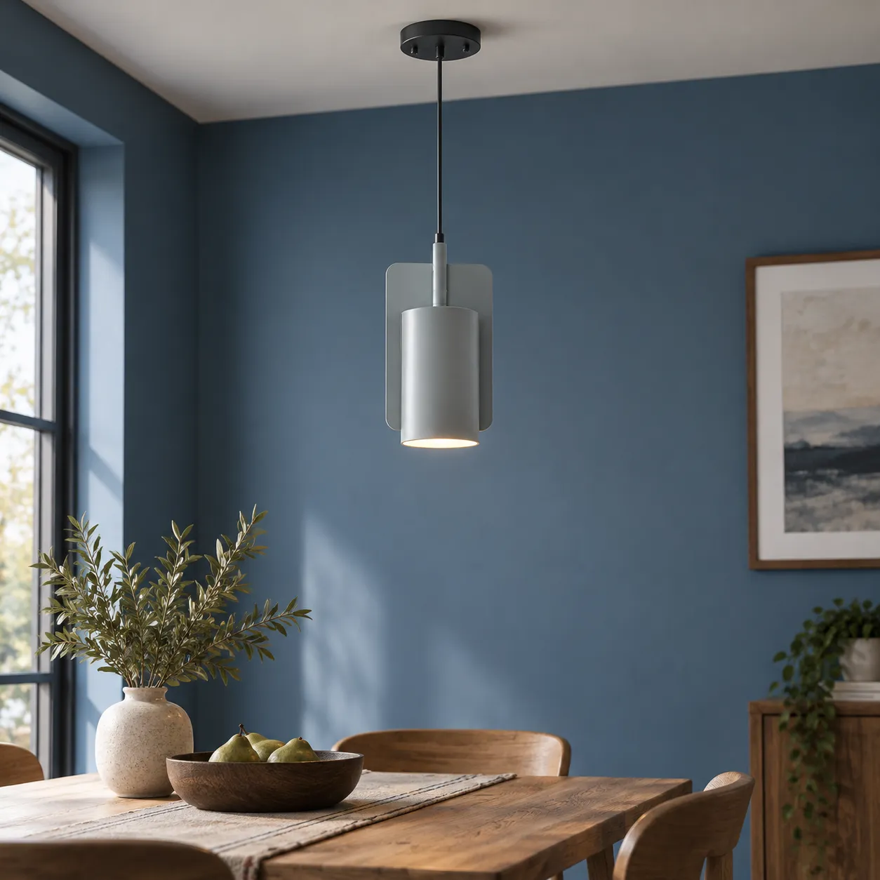 Faye Cylinder Pendant; Gray Small; lead view