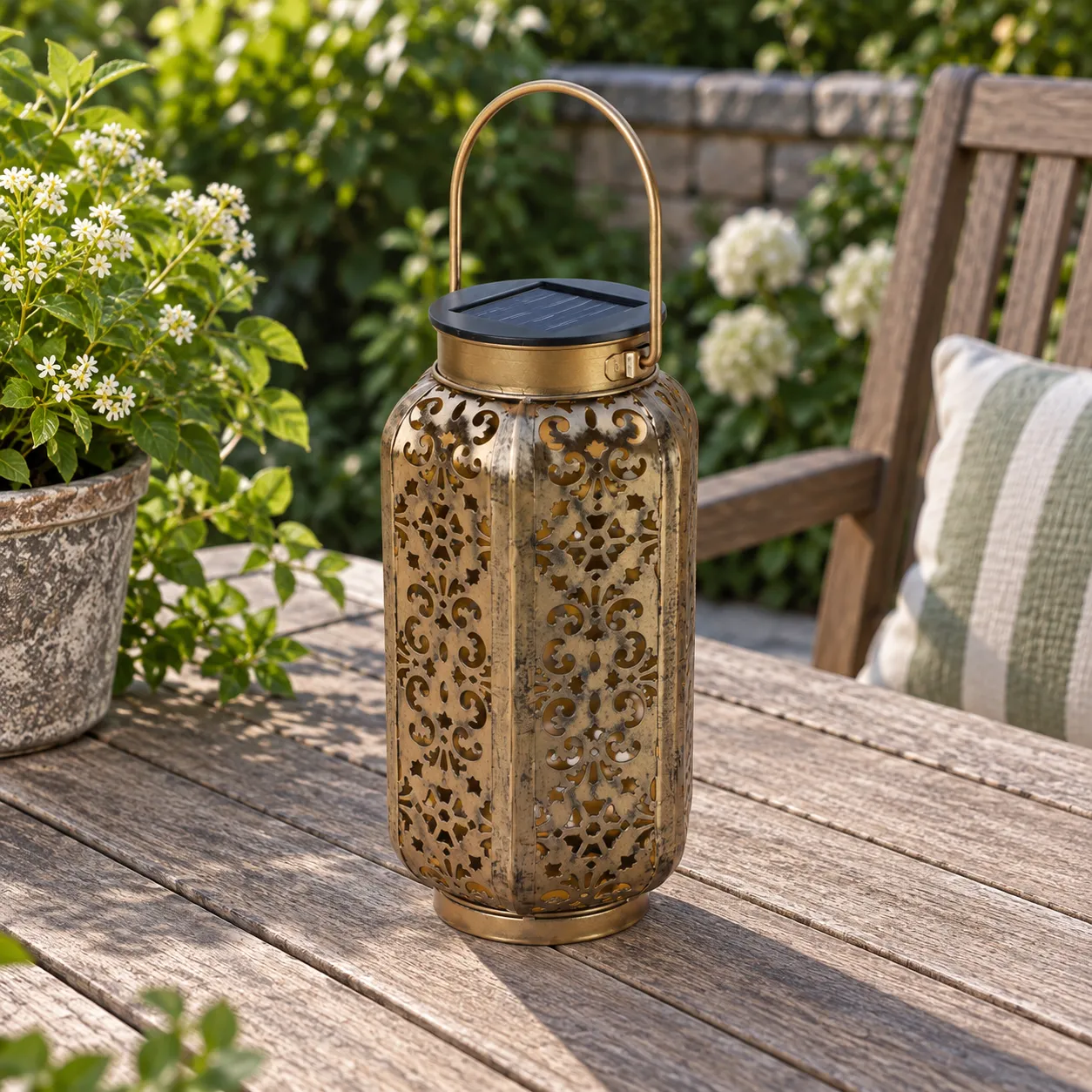 Aubrey Pierced Garden Lantern; alternate view