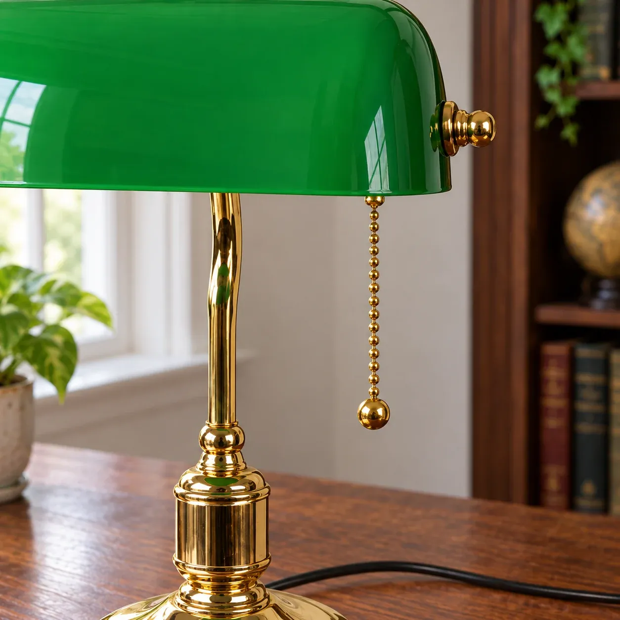 Bramwell Banker Lamp - Gold tone and green, US plug - construction detail