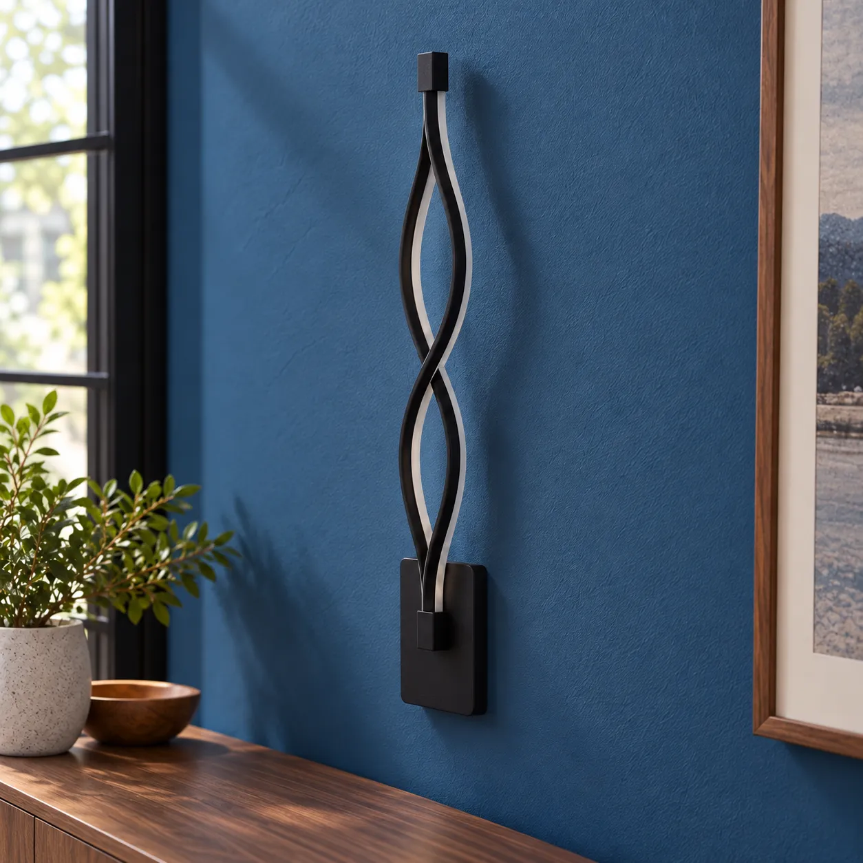 Willa Twist Wall Light — Black Warm White — alternate
