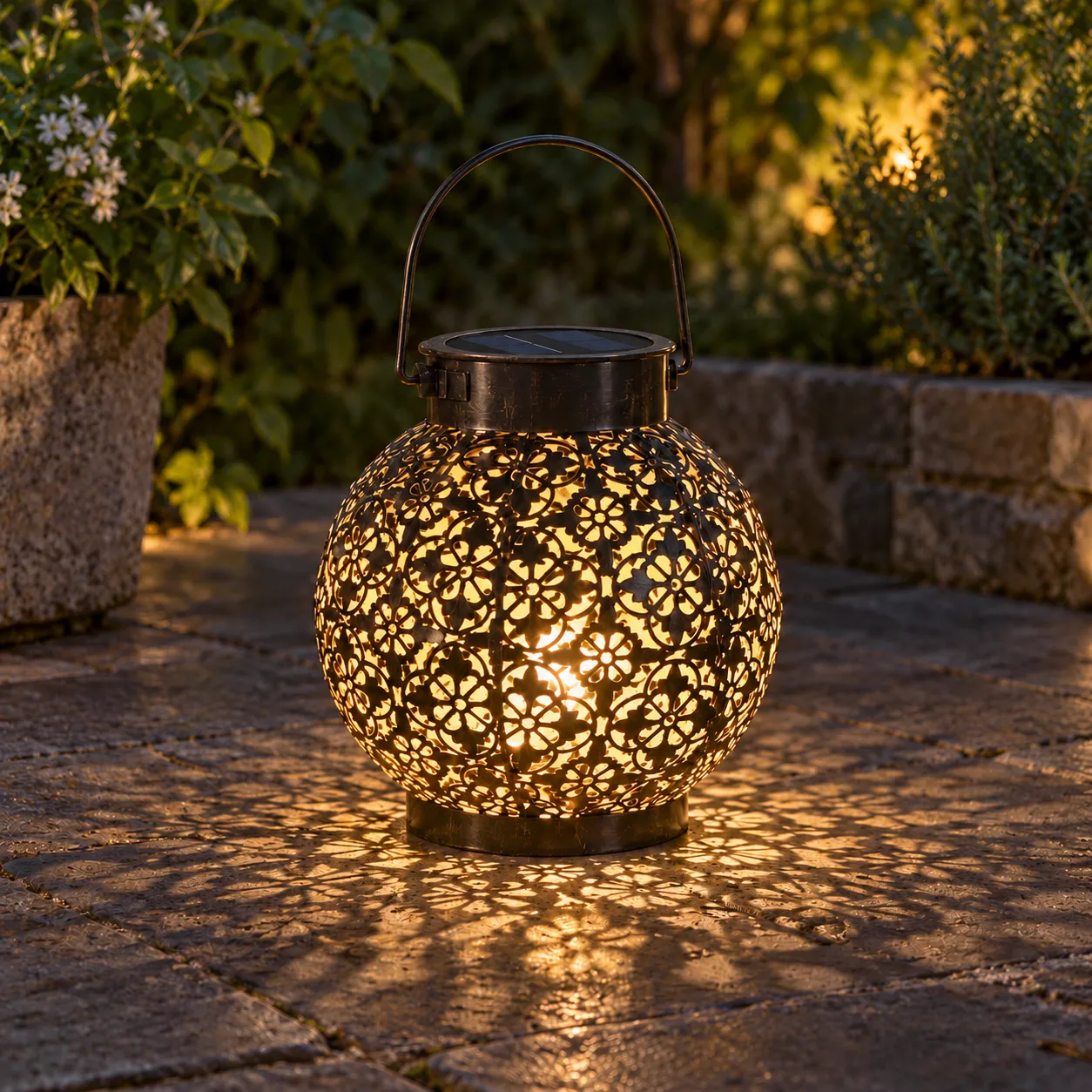 Cecily Pattern Lantern; Dark finish; lead view