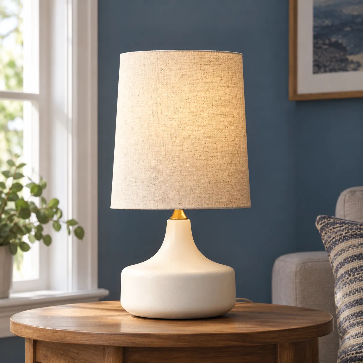 Ernest Drum Table Lamp; White; lead view
