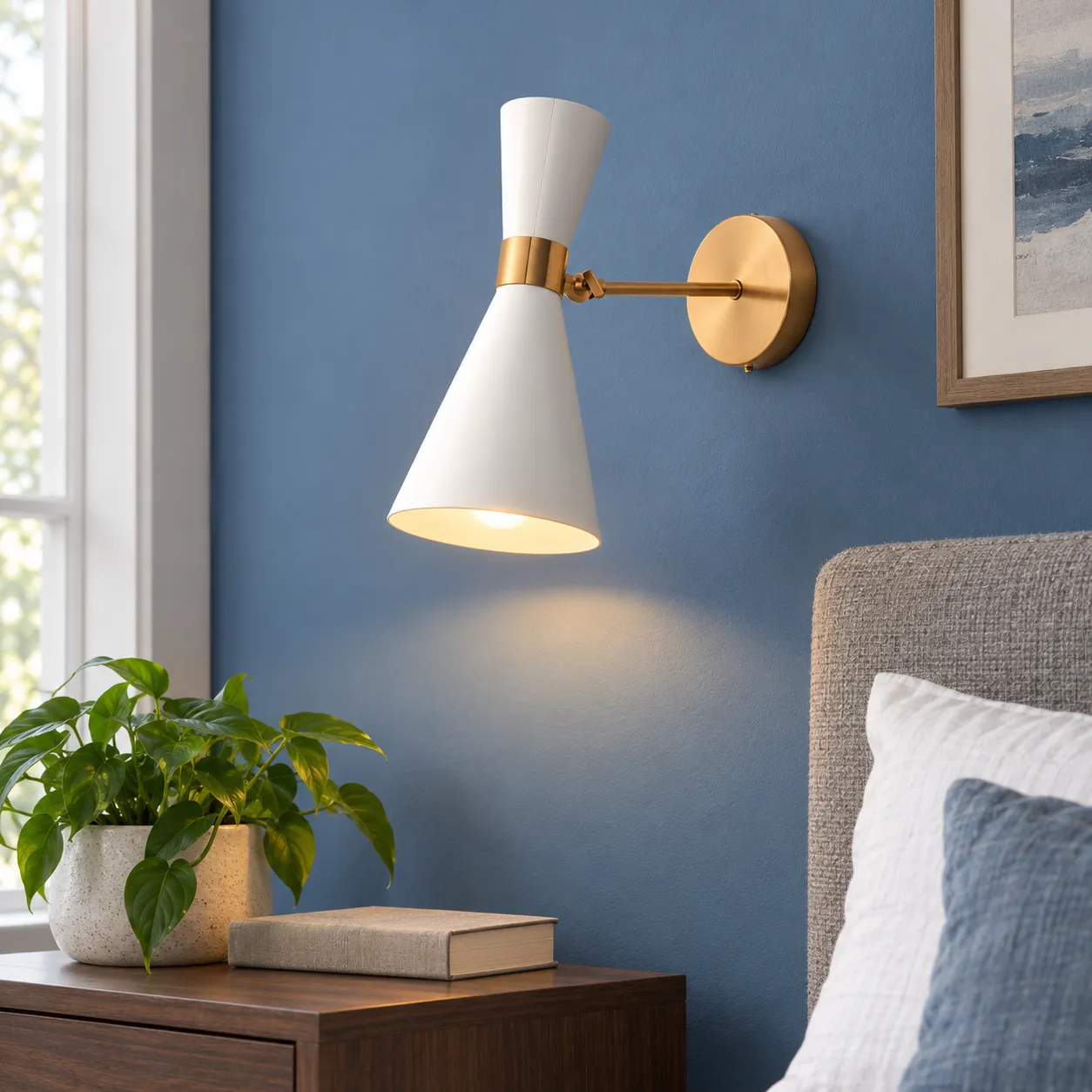 Saul Adjustable Wall Light; White; lead view