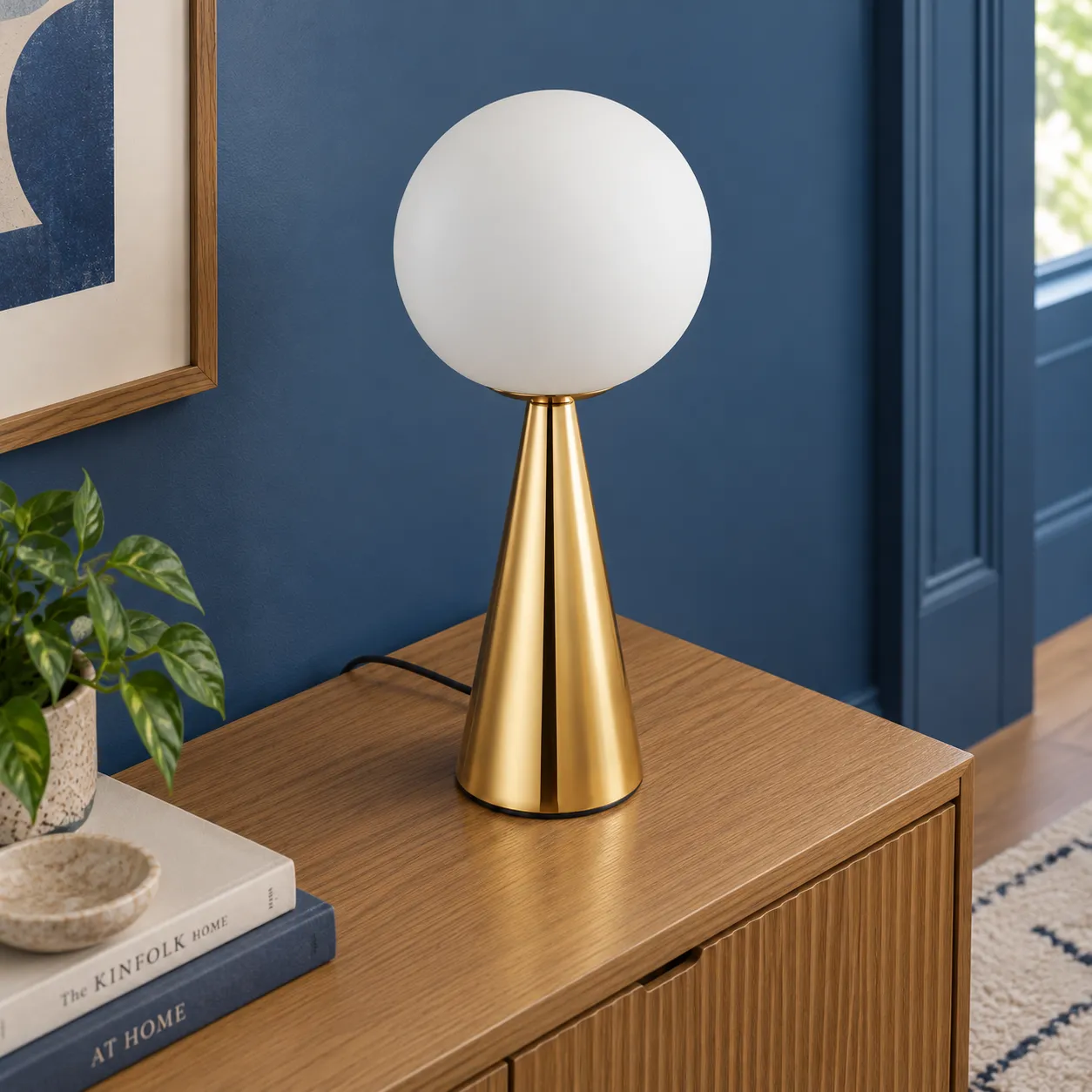 Rosa Cone Table Lamp; Gold Base; alternate view