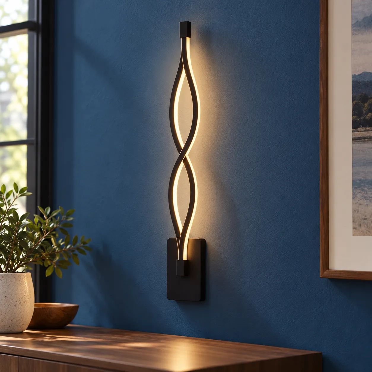 Willa Twist Wall Light — Black Warm White — lead