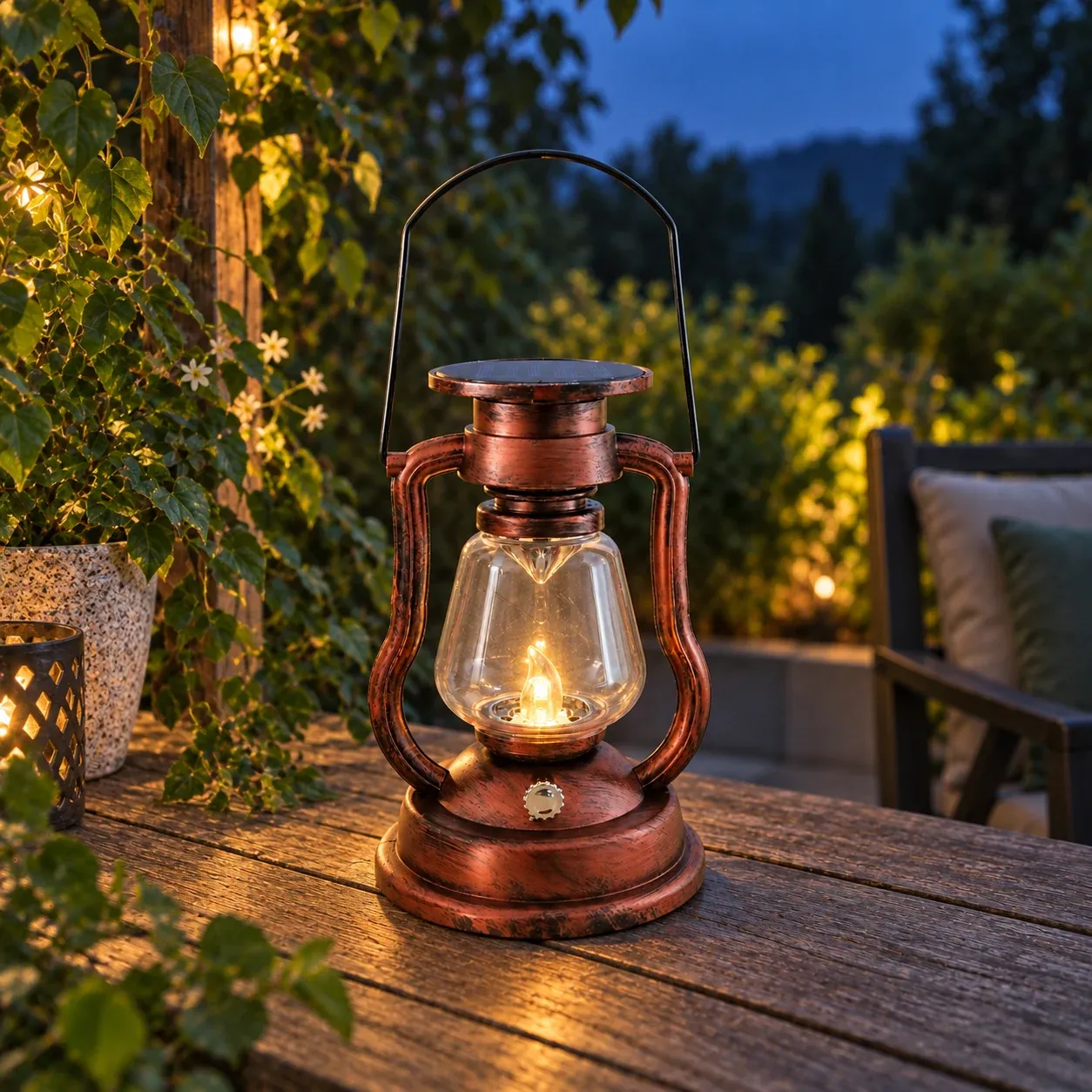 Oswald Solar Lantern - Red copper - use photograph
