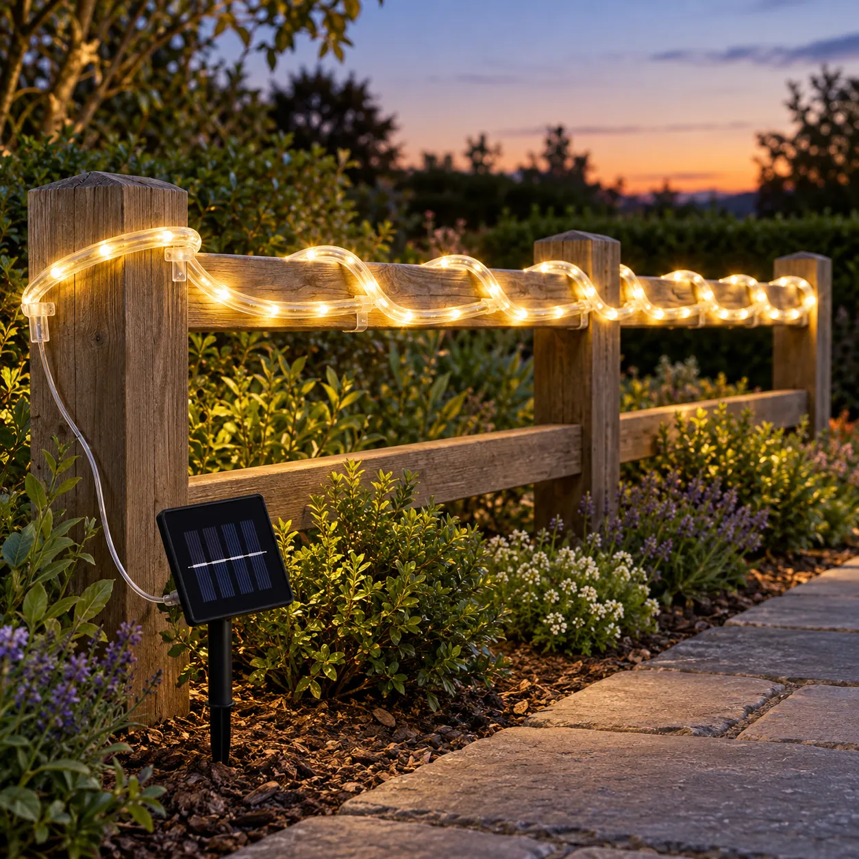 Tamsin Solar Rope Light; Warm White; lead view