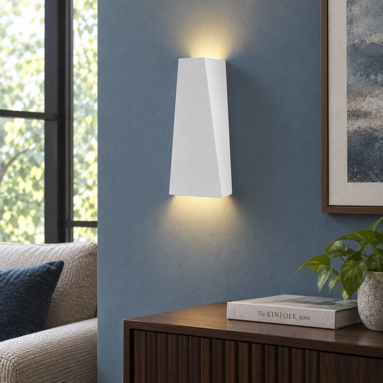 Benedict Wall Lamp — White; use view; styling props not included