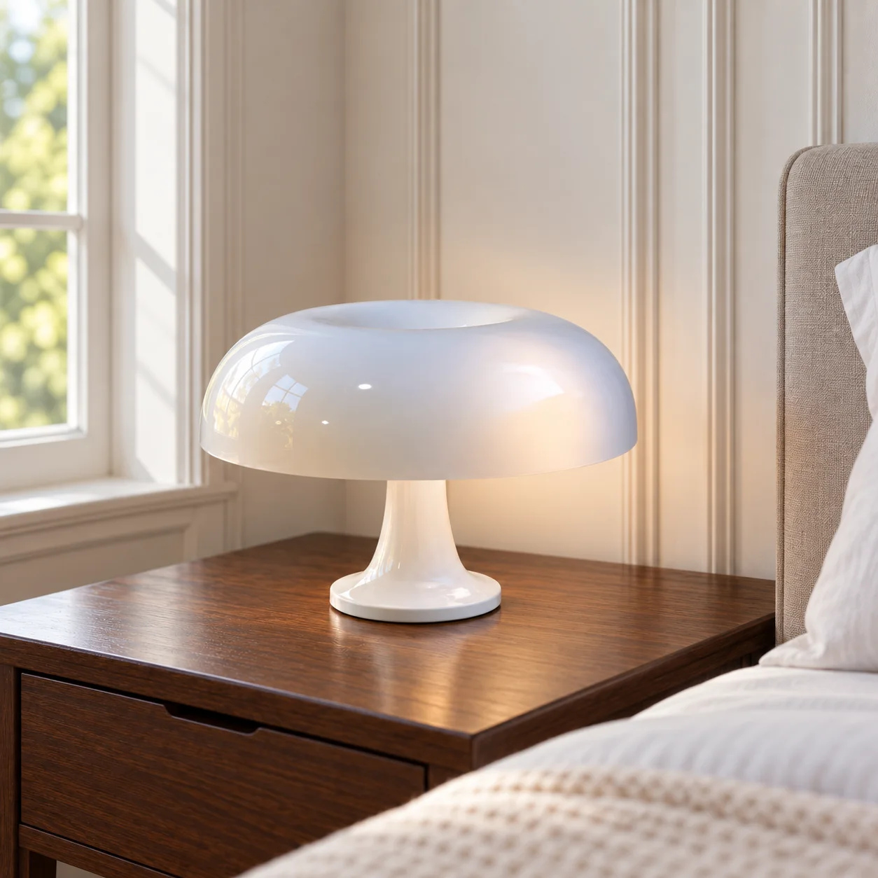 Felix Mushroom Lamp in White: in use; props not included