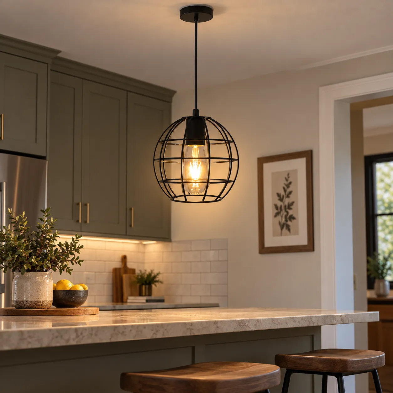 Hugh Cage Pendant Light; use view