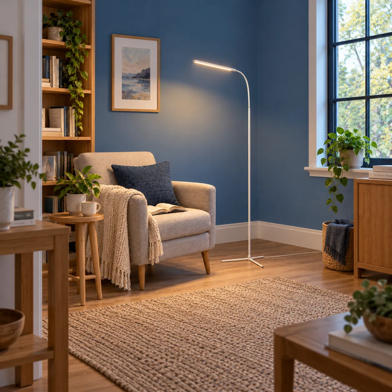 Elizabeth Arc Floor Lamp; White; use view