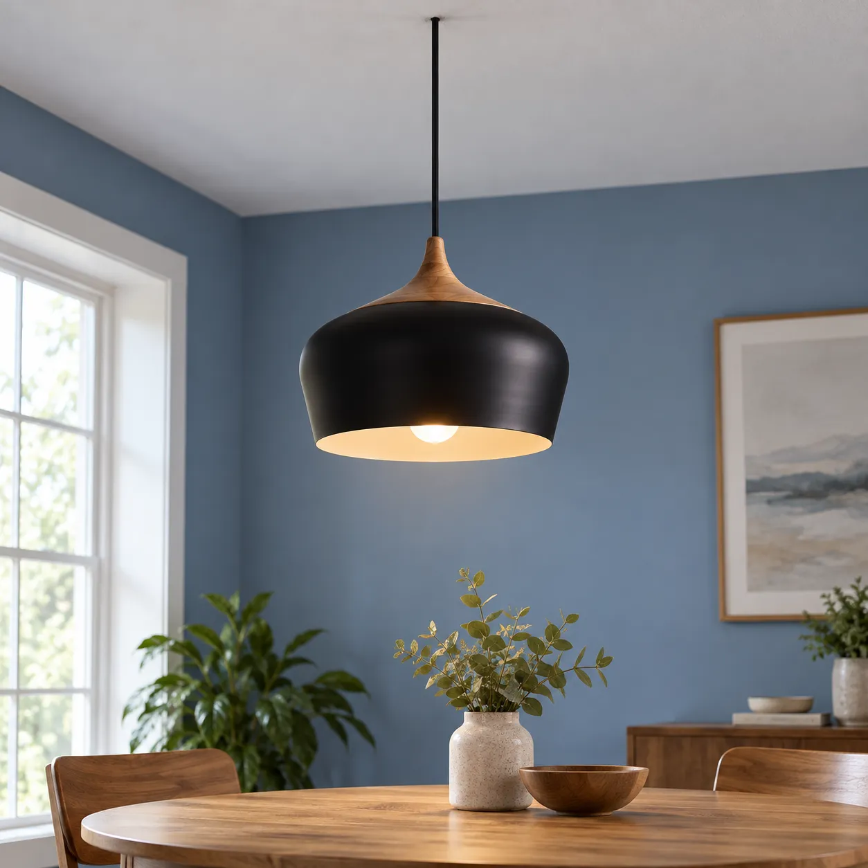 Cedric Dome Pendant; Black; lead view