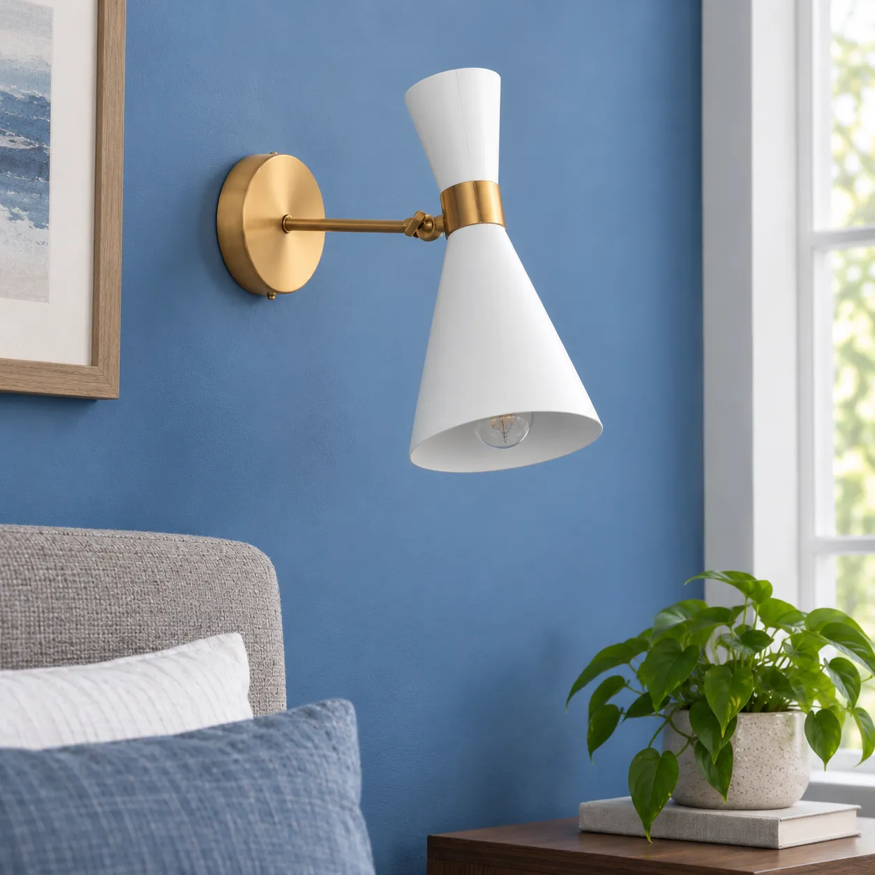 Saul Adjustable Wall Light; White; alternate view