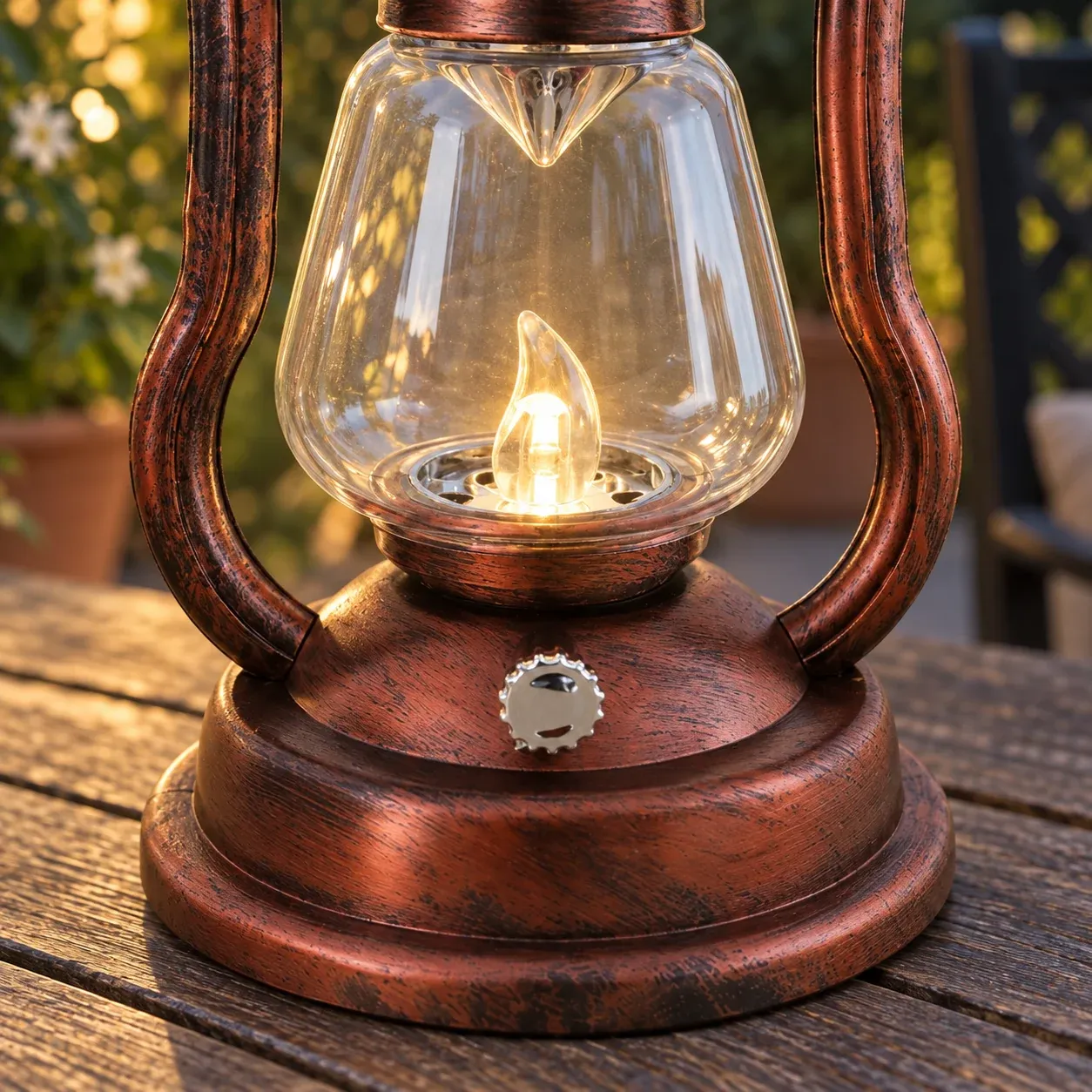 Oswald Solar Lantern - Red copper - detail photograph
