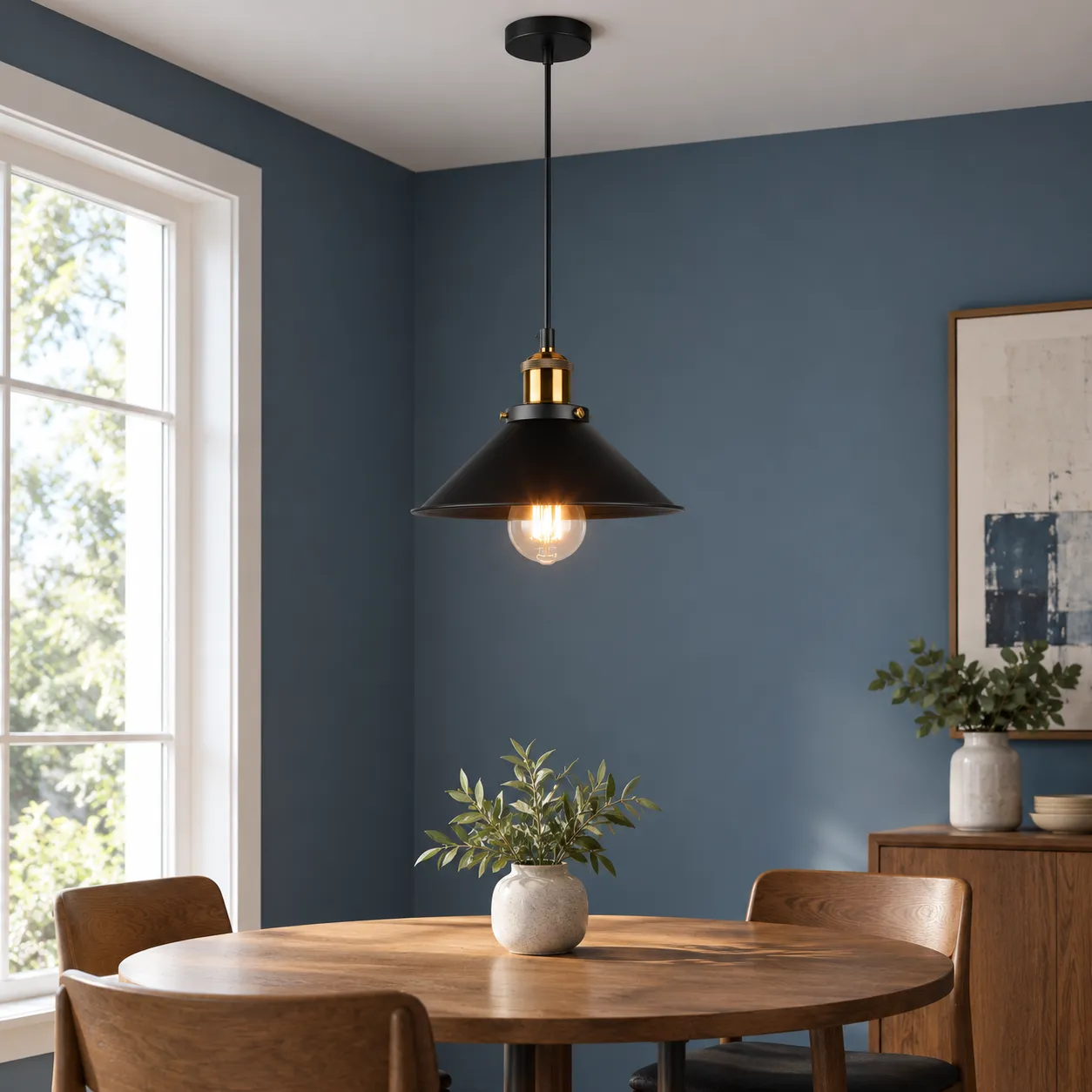 Philippa Shade Pendant; Black; lead view
