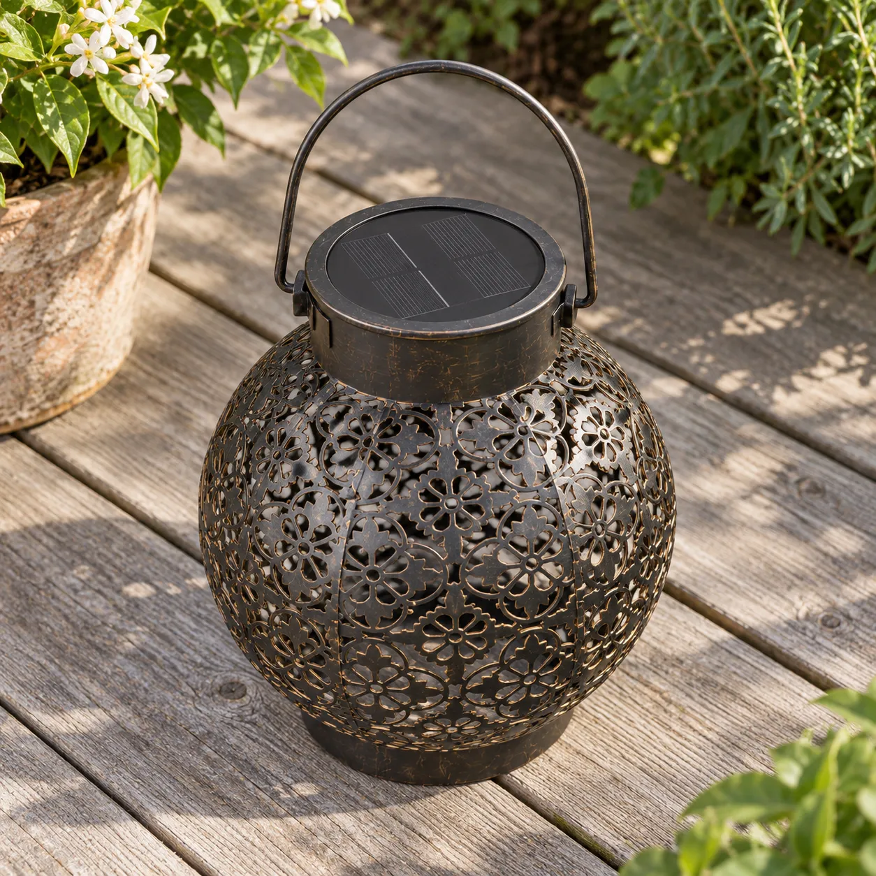 Cecily Pattern Lantern; Dark finish; alternate view
