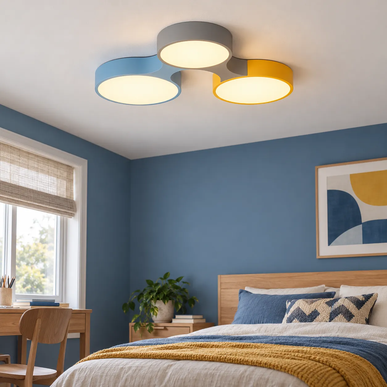Saskia Cog Ceiling Light; 3 Lamps Warm White; lead view
