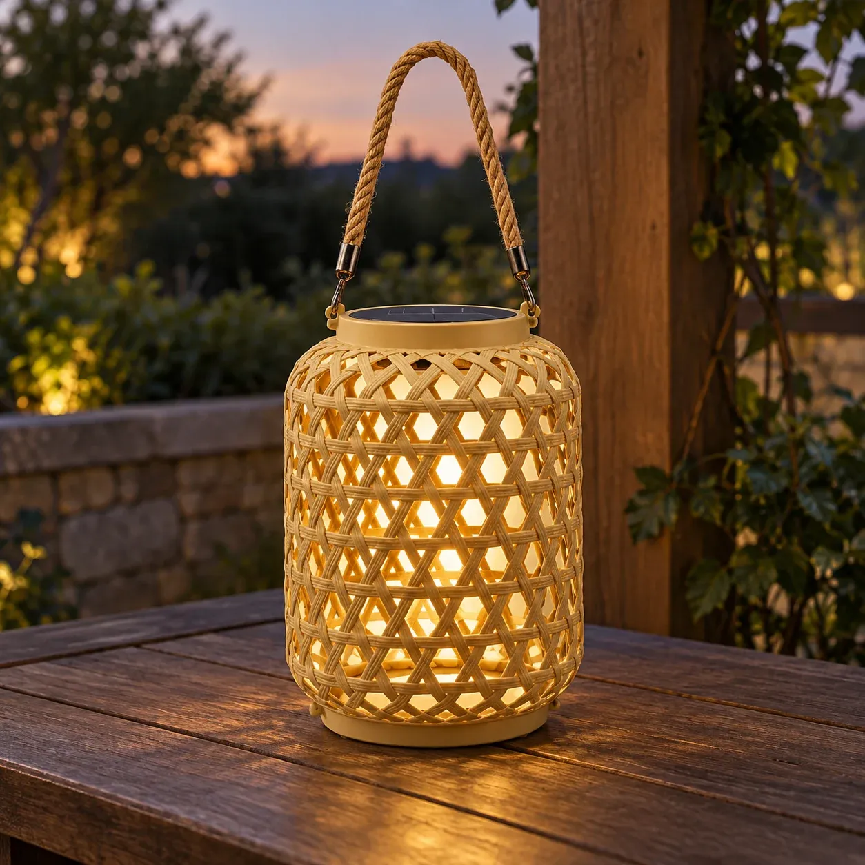 Esther Woven Lantern - Khaki, warm white - lead photograph