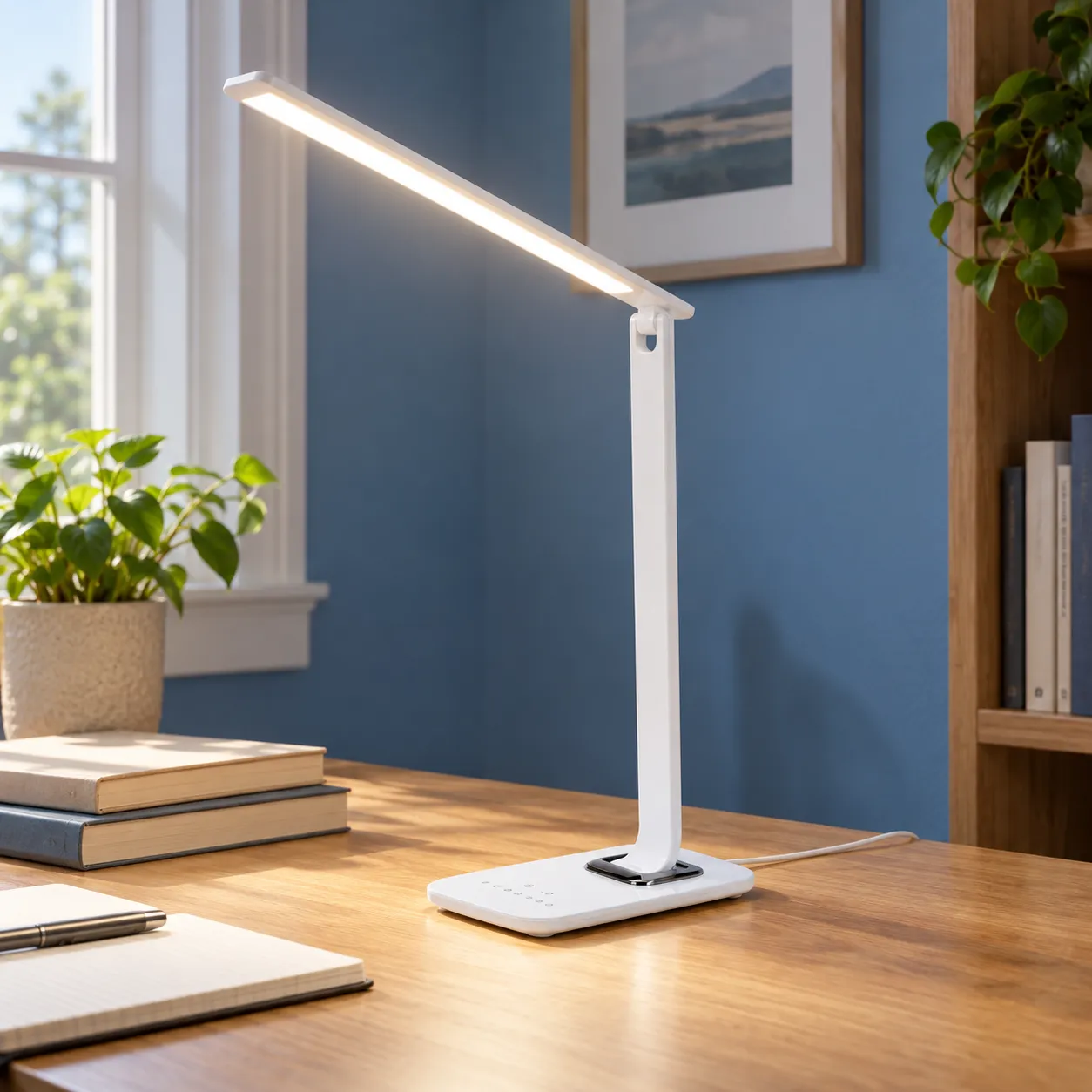 Duncan Folding Desk Lamp; White US Plug; lead view