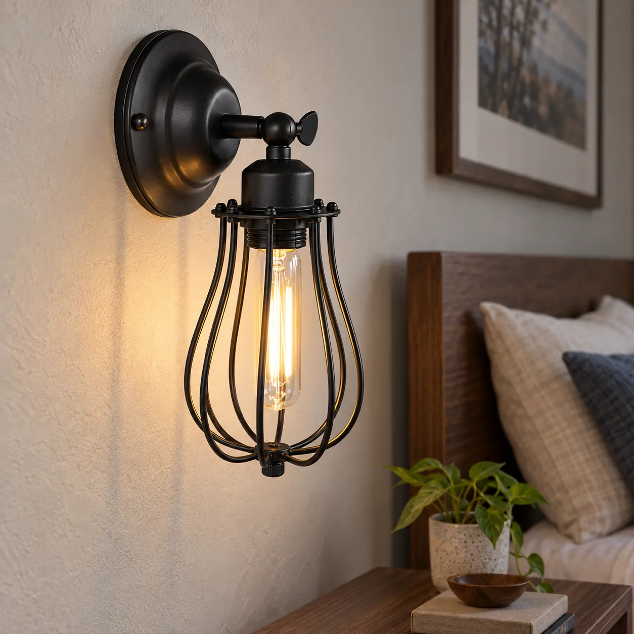 William Cage Wall Lamp; source-supported alternate angle