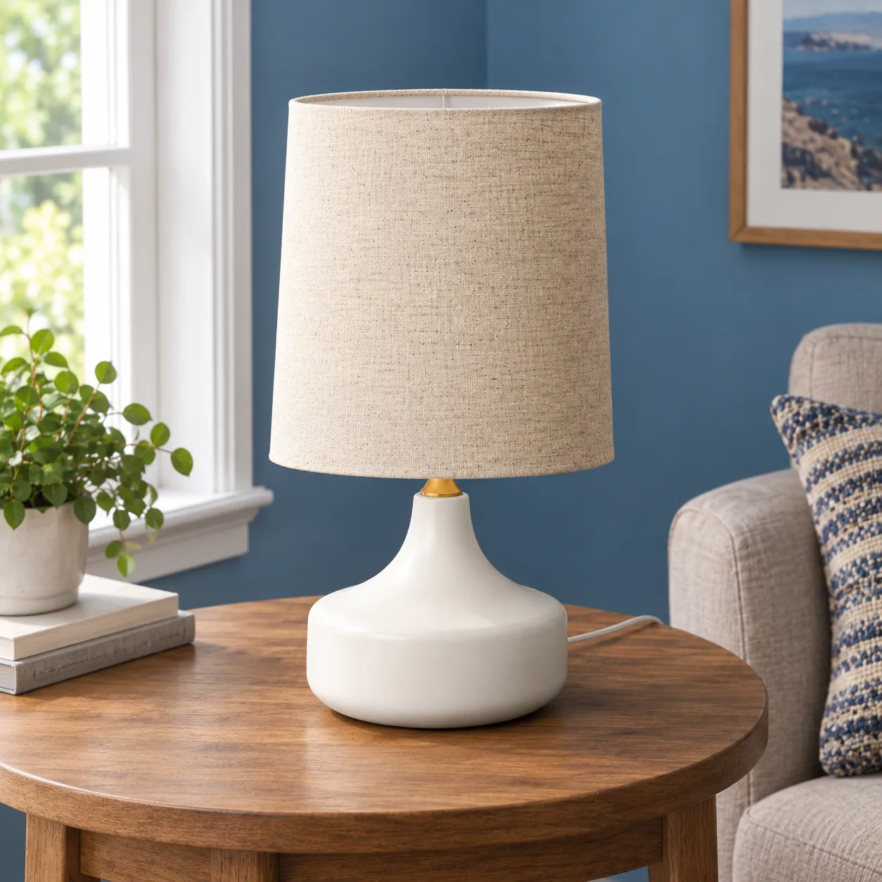 Ernest Drum Table Lamp; White; alternate view