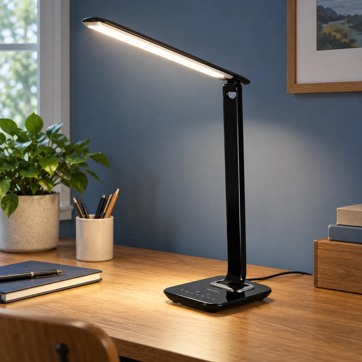 Duncan Folding Desk Lamp; Black US Plug; lead view