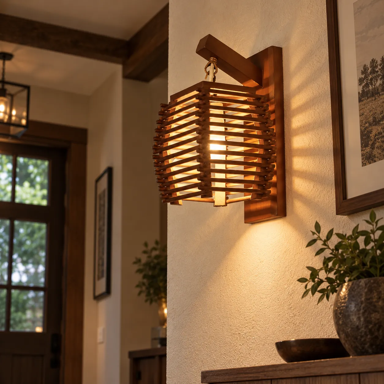 Delia Slatted Wall Lamp; use view