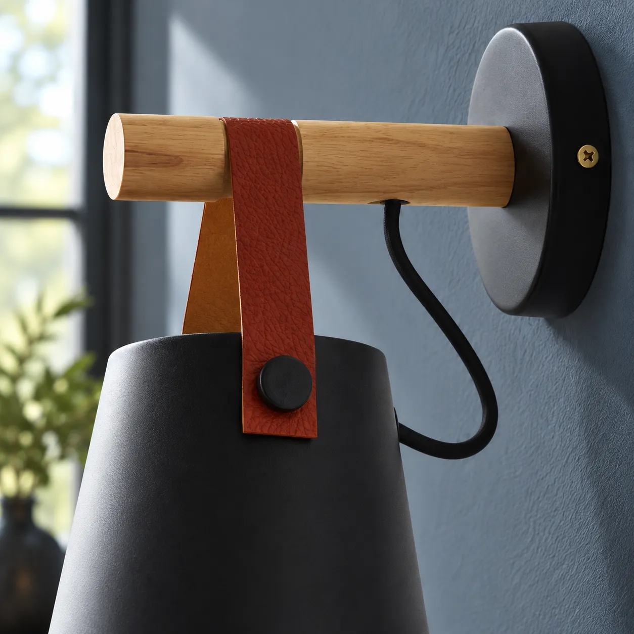 Alistair Wall Lamp — Black; detail view; styling props not included