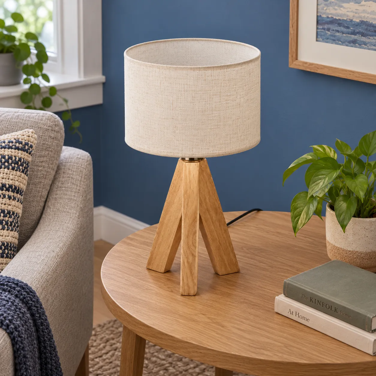 Frederick Tripod Table Lamp; Beige White; alternate view