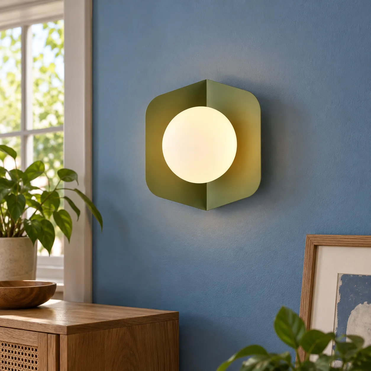 Flavia Globe Wall Light; Green; lead view