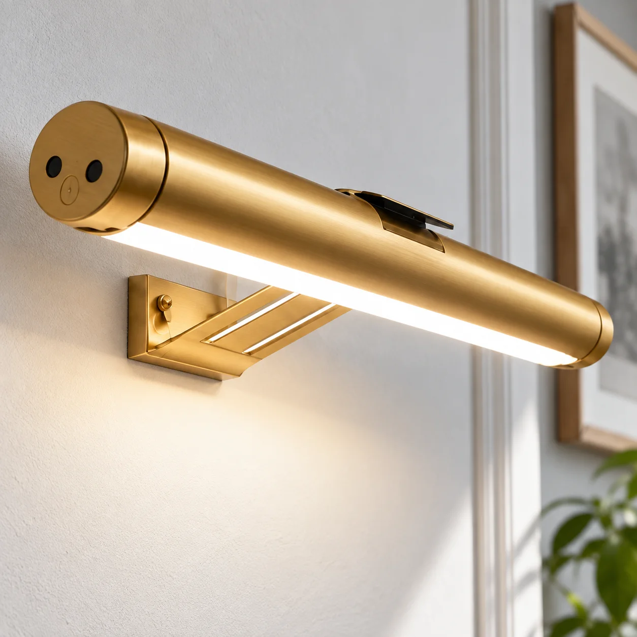 Nolan Picture Light in Gold: construction detail