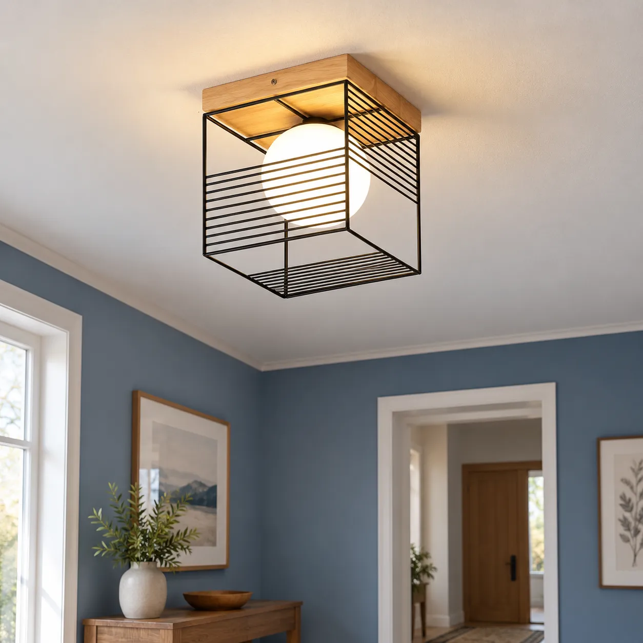 Gilbert Cage Ceiling Light; Black; lead view