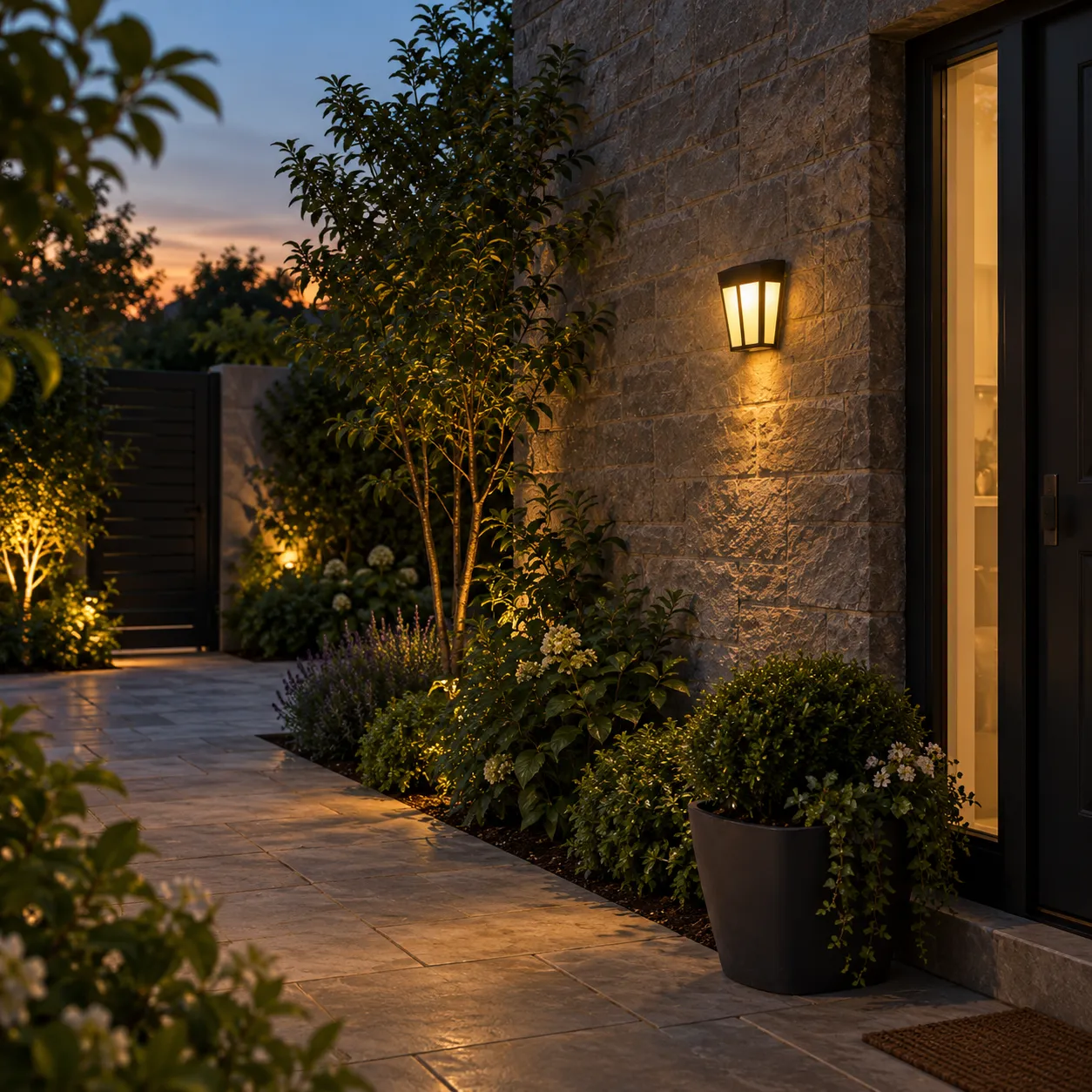 Rosamund Solar Wall Light; Warm White; use view