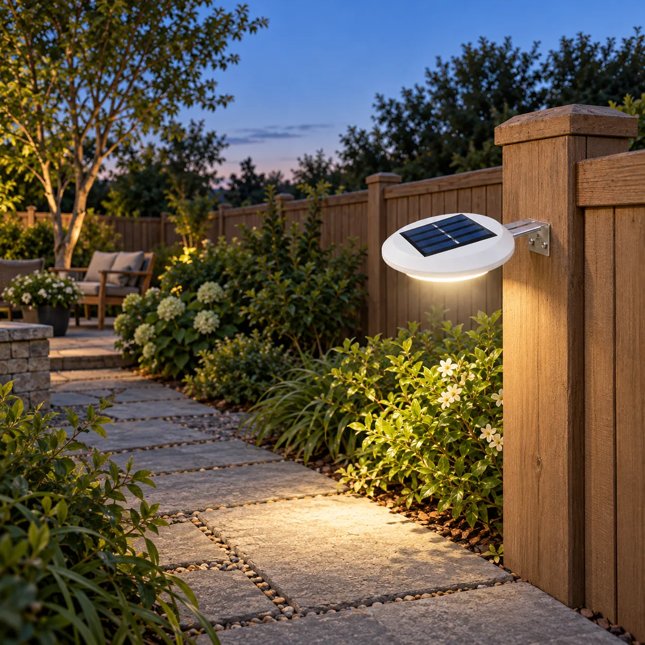 Denzil Solar Fence Light; White; use view