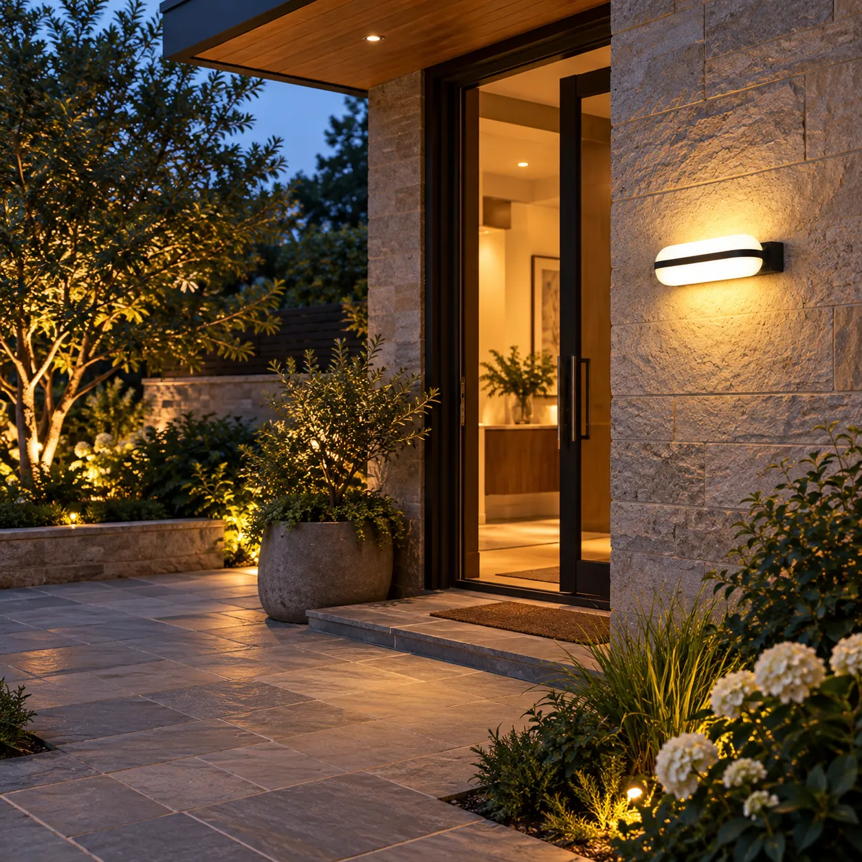 Frances Outdoor Wall Light — Double Sided Warm White — use