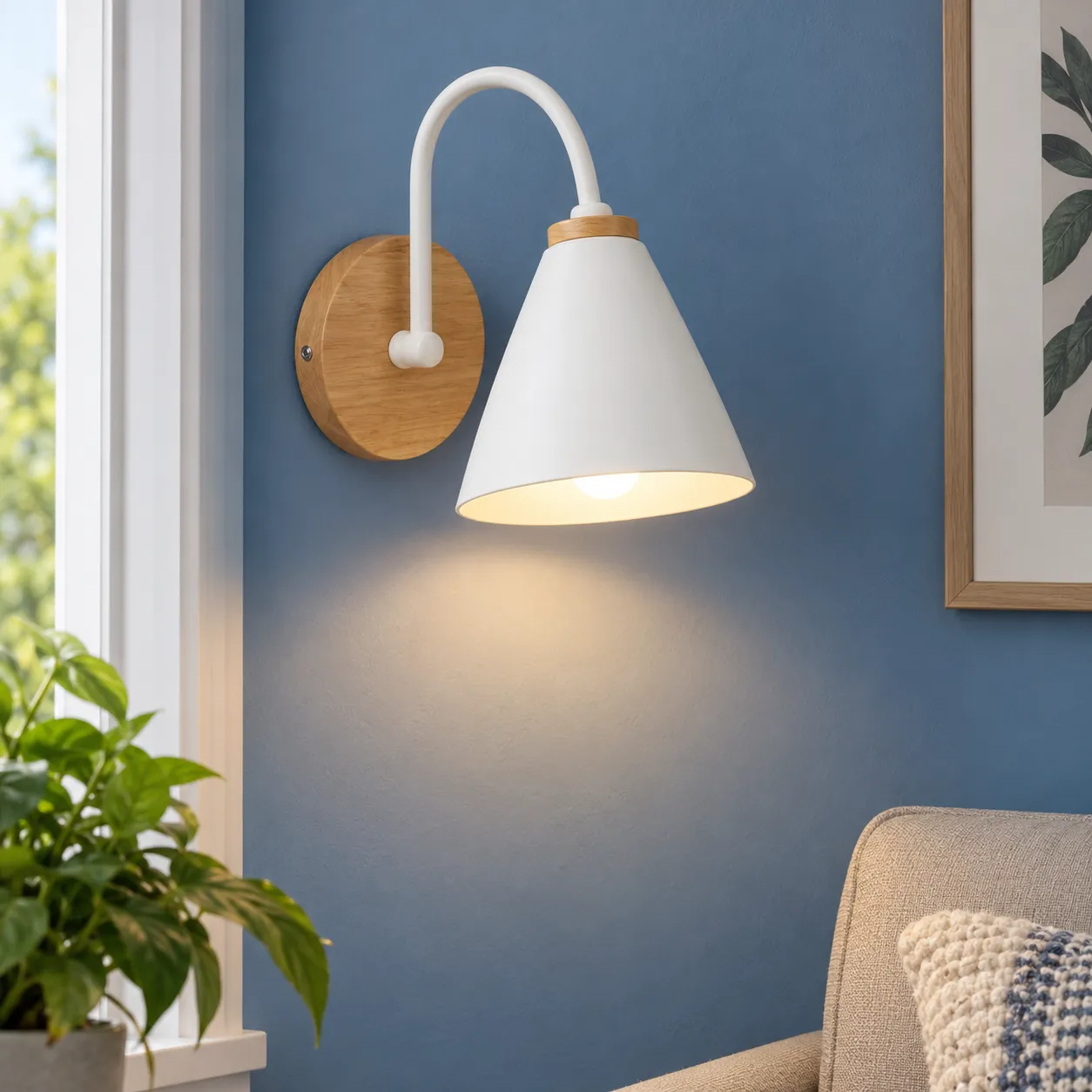 Victor Curved Wall Light; White; lead view