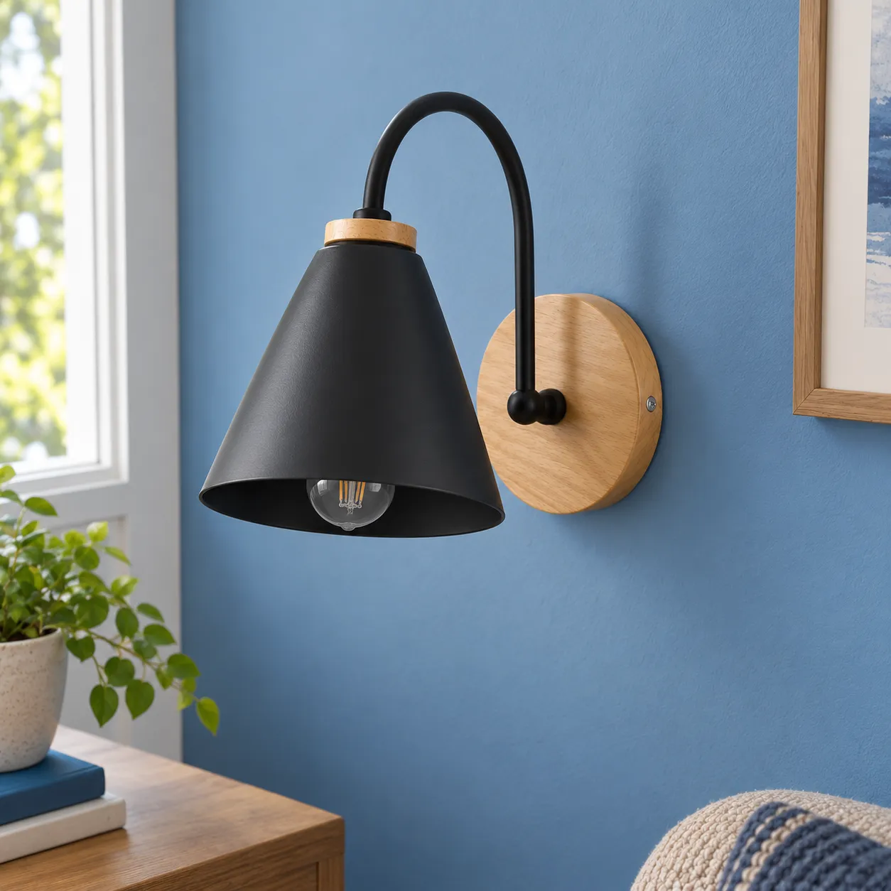 Victor Curved Wall Light; Black; alternate view