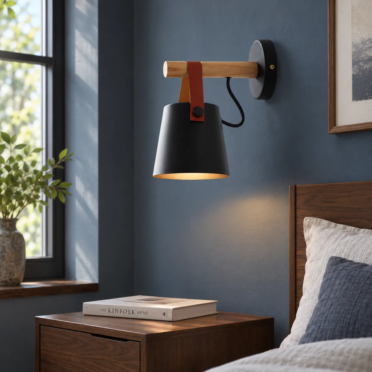 Alistair Wall Lamp — Black; use view; styling props not included