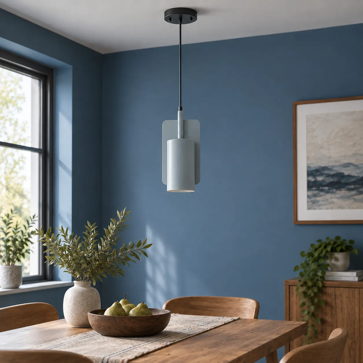 Faye Cylinder Pendant; Gray Small; alternate view