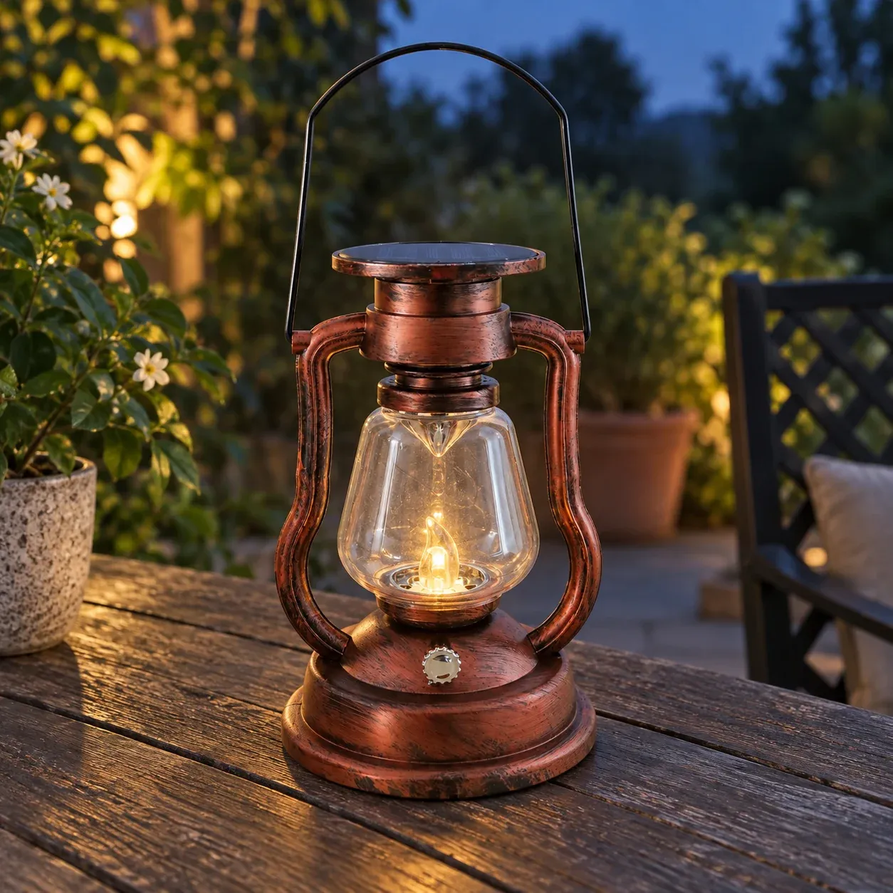 Oswald Solar Lantern - Red copper - lead photograph