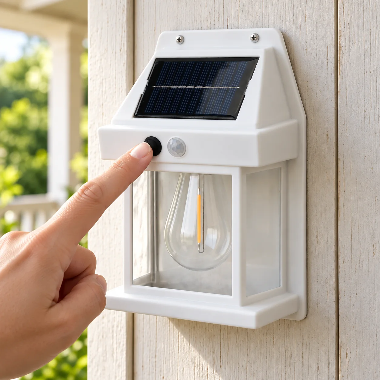 Owen Solar Sconce in White: in use; styling props not included