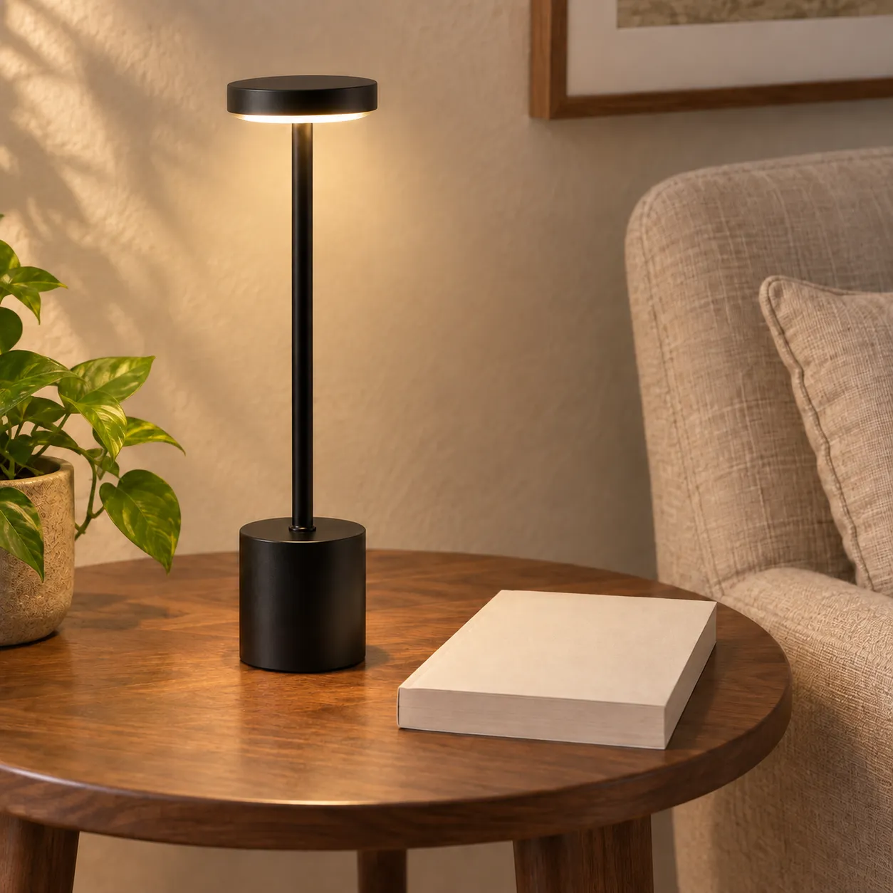 Ellis Cordless Lamp: in place; styling props not included