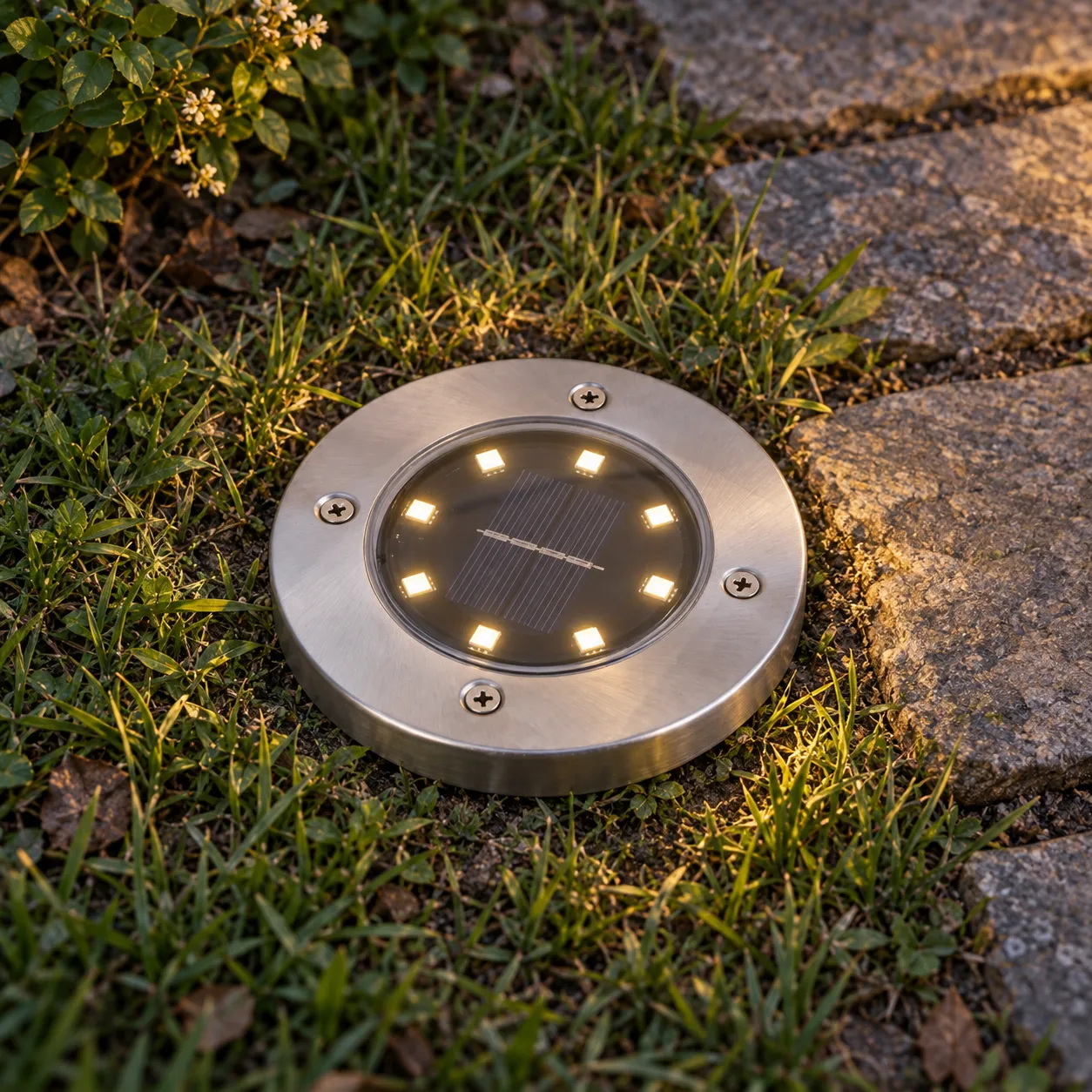 Crispin Flush Garden Lights; Warm White; lead view
