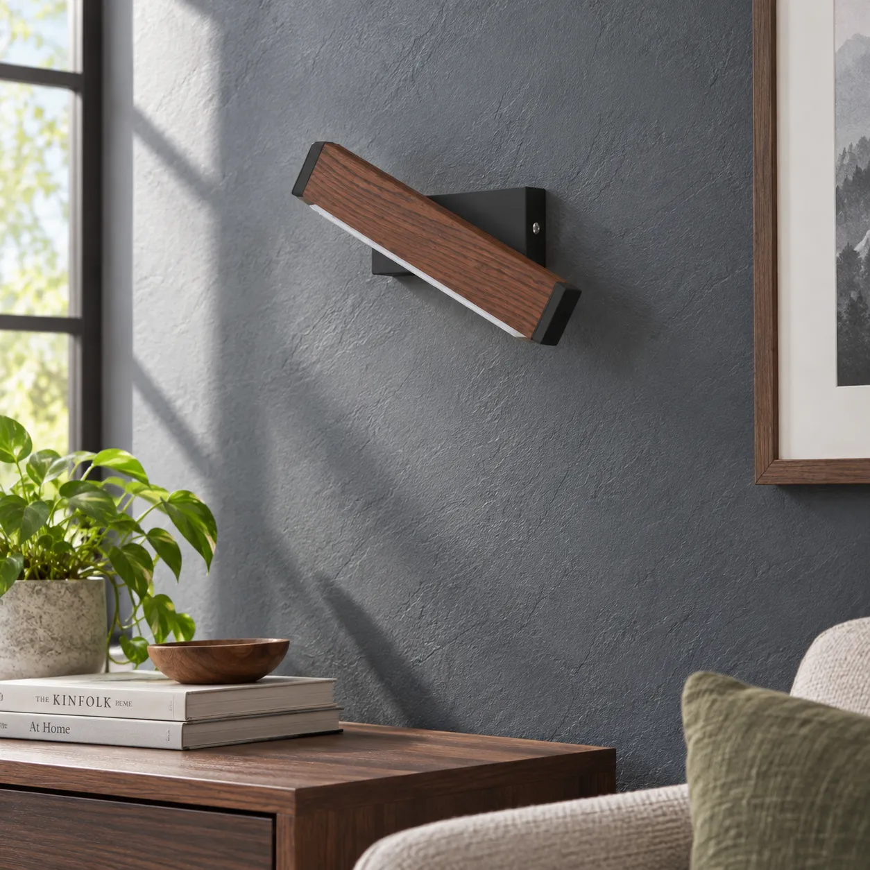Roland Wooden Bar Wall Light; Dark Wood / Small; alternate view