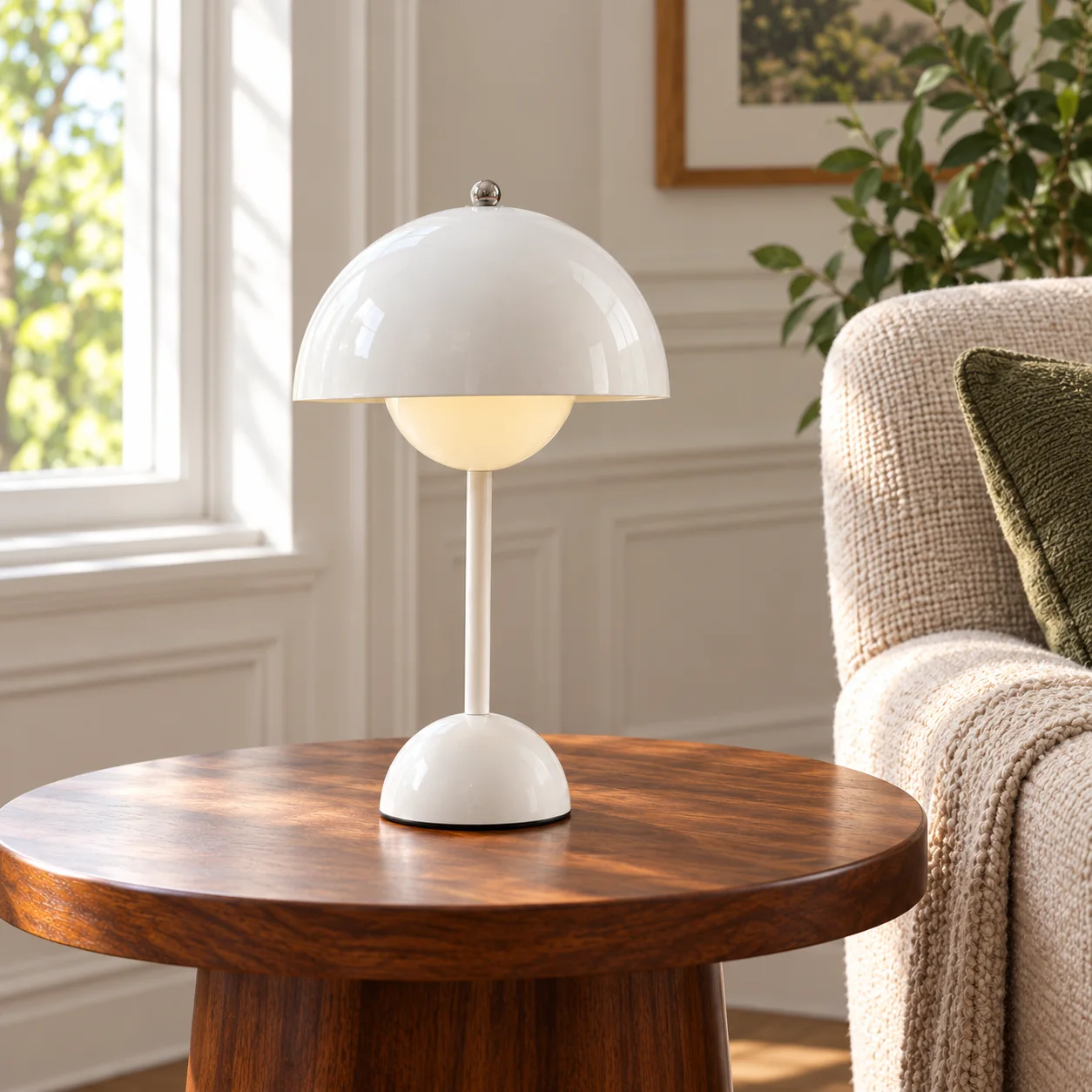 Daisy Dome Lamp in White: in use; props not included