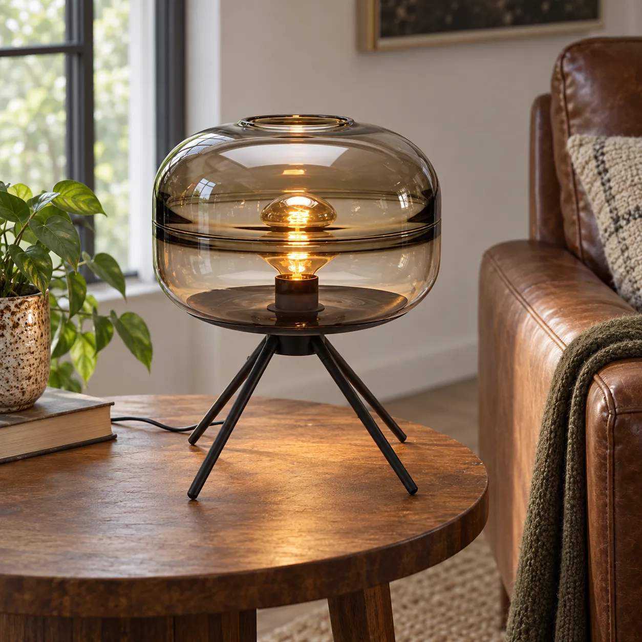Ambrose Glass Table Lamp; Brown; lead view
