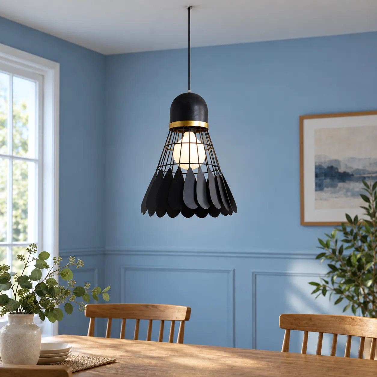 Edgar Slat Pendant — Black — Large 12 in — lead