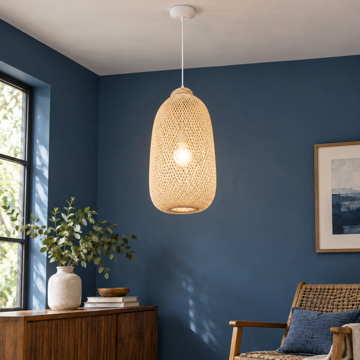 Isidore Bamboo Pendant — Small / Natural — lead